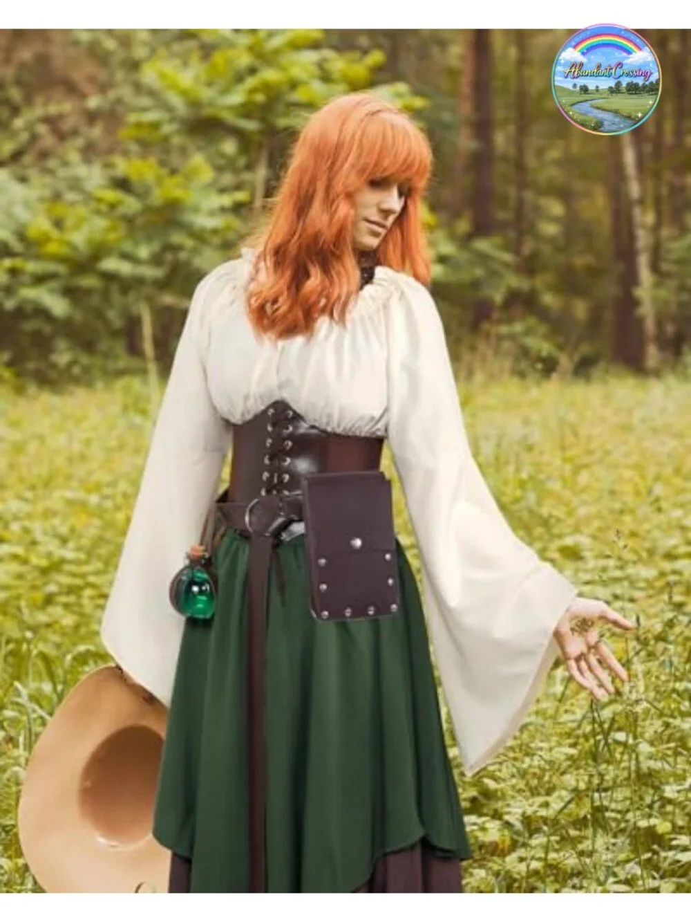 Renaissance Dress Costume Set Faux Leather Corset Belt Victorian Dress